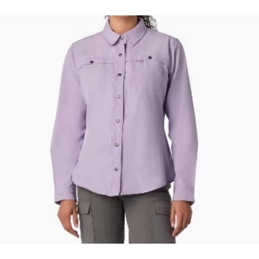 Dickies Cooling Roll-Tab Work Shirt Womens Medium Long sleeve Purple New